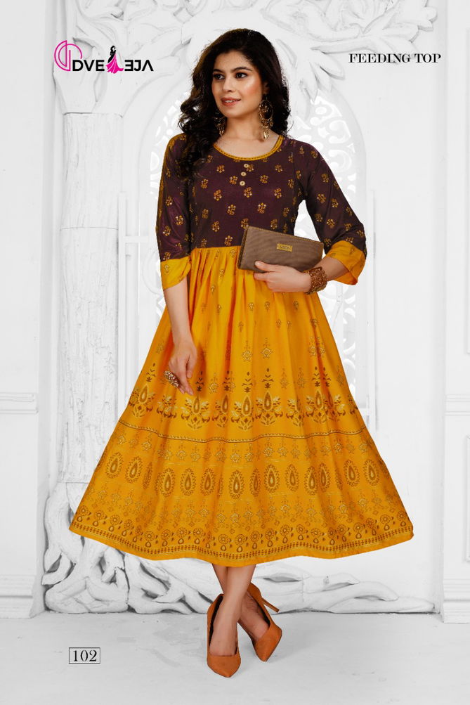 Dveeja Hazel Ethnic Wear Heavy Rayon Designer Anarkali Kurti Collection